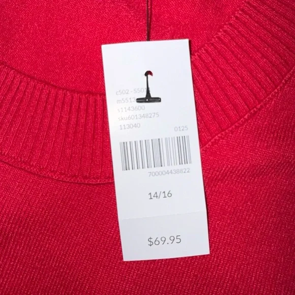 NWT LANE BRYANT Embroidered Crew-Neck Sweater Top - “LOVE” Red 14/16 - Picture 7 of 11